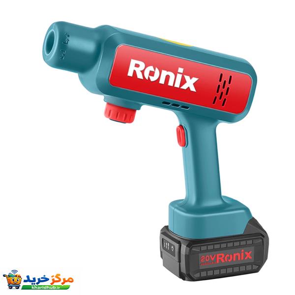 کارواش شارژی 22 بار 80 وات با موتور ذغالی رونیکس مدل 8628 با حداکثر دبی آب 3.5 لیتر بر دقیقه