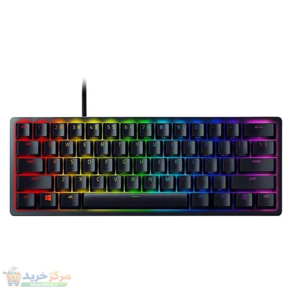 کیبورد گیمینگ ریزر مدل Huntsman Mini، سوییچ مکانیکال Optical بنفش، Tenkeyless، نورپردازی RGB