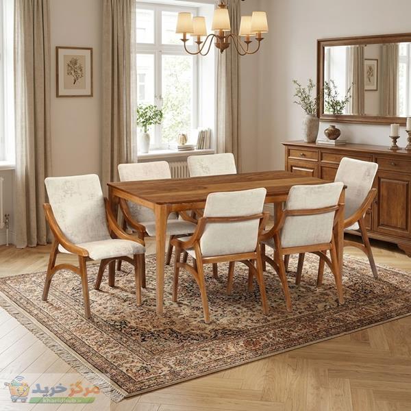 میز و صندلی ناهارخوری شش نفره مدل Dkp6008