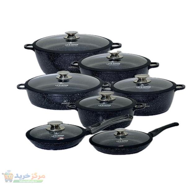 سرویس قابلمه و تابه گرانیتی 24 پارچه لایف اسمایل مدل LIFEP7S-24-BLACK