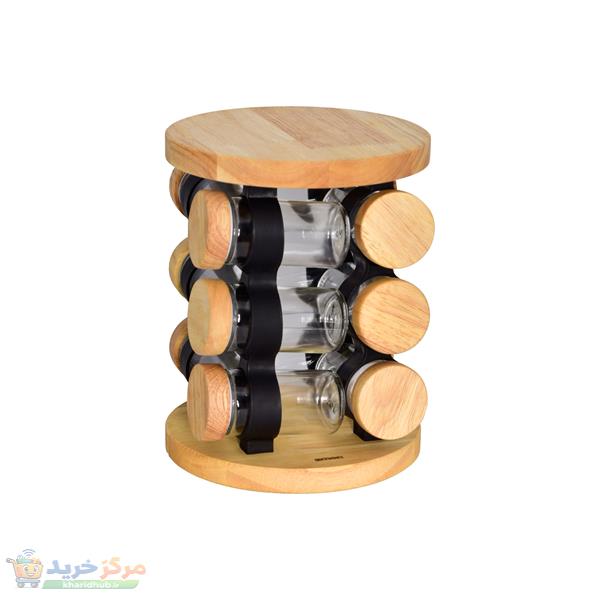 ست جا ادویه 12پارچه لیمون مدل چوبی کد 2304