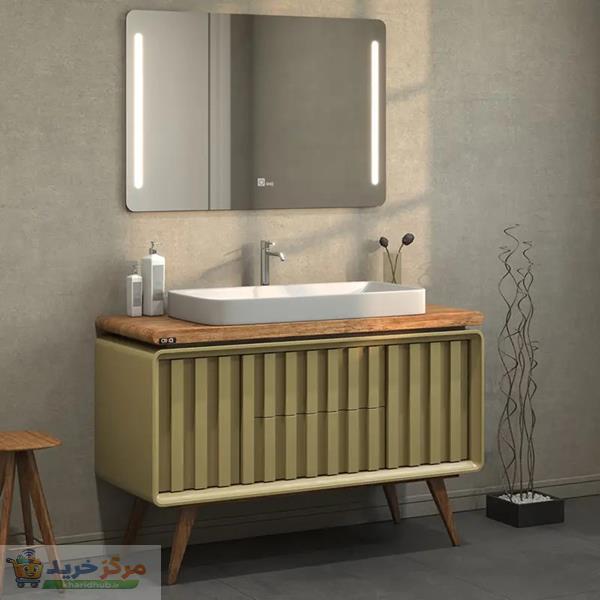 ست کابینت و روشویی آلکا مدل 2011 پایه دار به همراه آینه با نورکناری