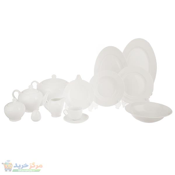 سرویس غذاخوری 102 پارچه چینی زرین ایران سری ایتالیا اف مدل White درجه عالی
