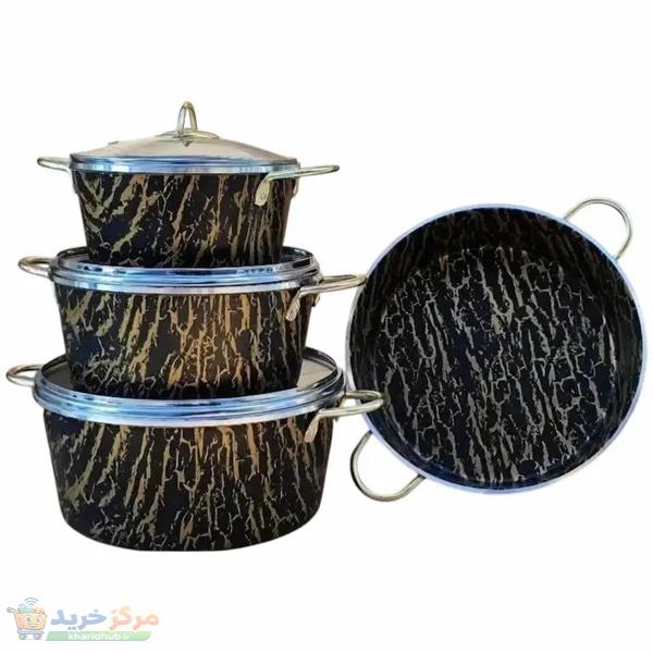 سرویس قابلمه و تابه گرانیتی گرانیتی 7 پارچه مدل ماربل کد 07