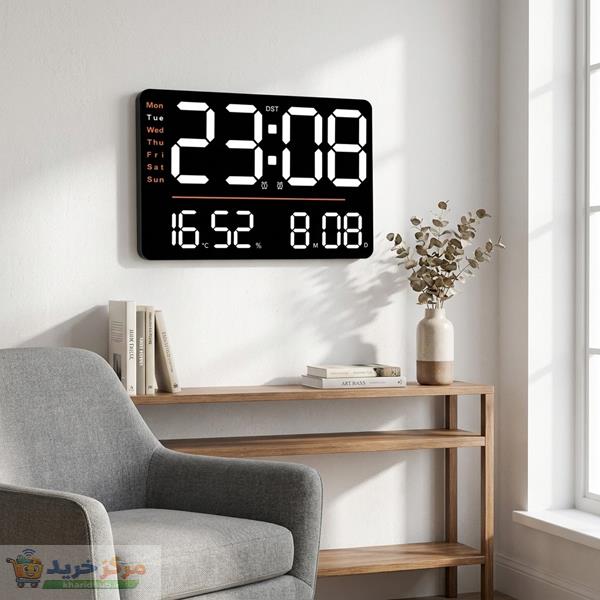 ساعت دیواری دیجیتال مدل ریموت کنترل دار کد 6636