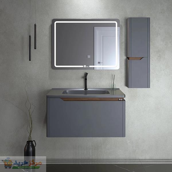 ست کابینت و روشویی آلکا مدل 6080 به همراه باکس و آینه لایت دار
