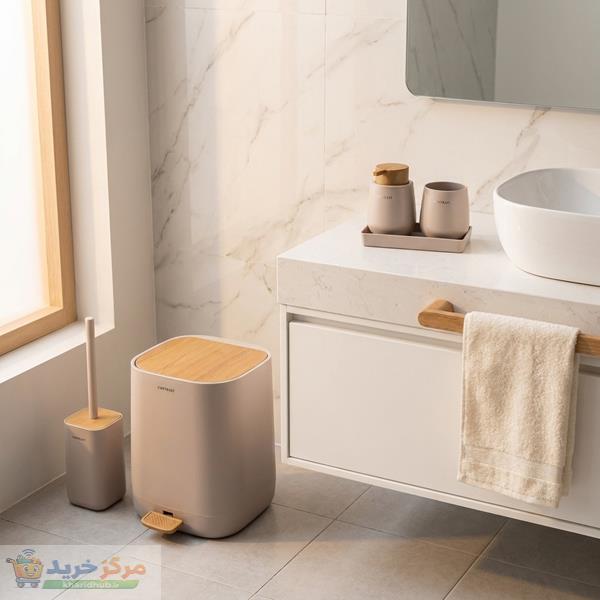 ست سرویس بهداشتی 5 پارچه کنتراست مدل میامی طرح چوب کد TP64144