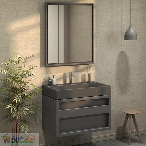 ست کابینت و روشویی آلکا مدل 2070 طرح کشودار به همراه آینه
