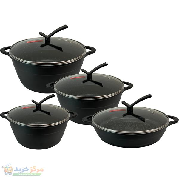 سرویس قابلمه و تابه گرانیتی 8 پارچه آرسکا مدل Golden-V3