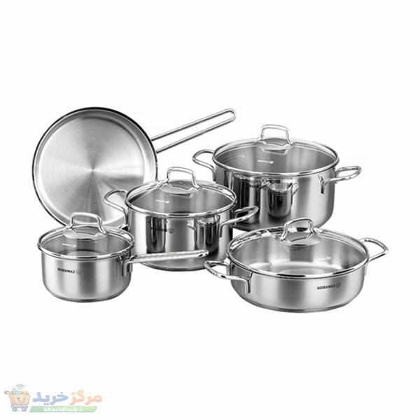 سرویس قابلمه تابه استیل 9 پارچه کرکماز طرح Perla کد A1609