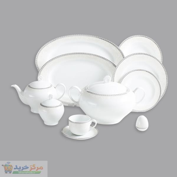 سرویس غذاخوری 102 پارچه 12 نفر چینی زرین ایران مدل ایتالیا اف ریوا درجه عالی