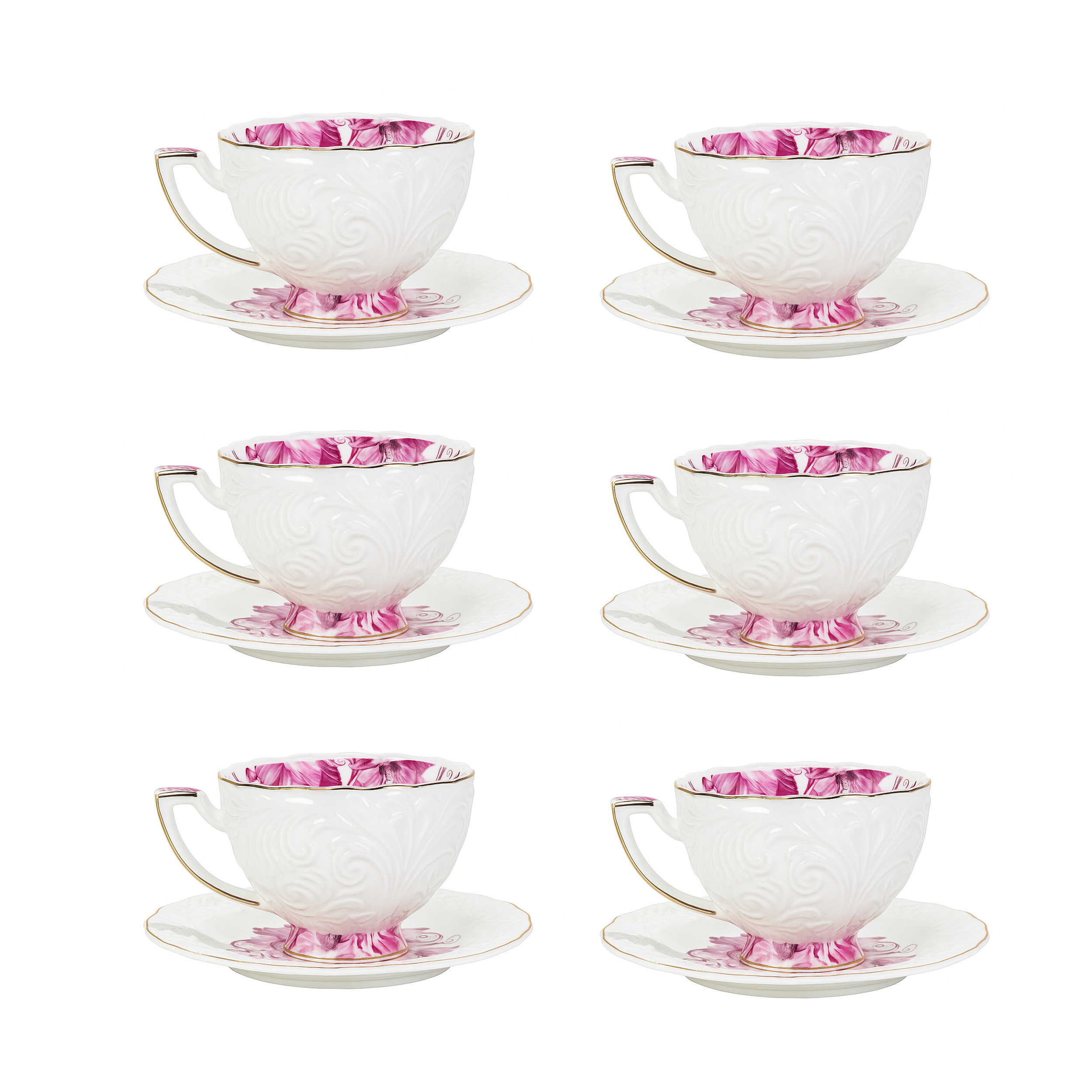 سرویس چای خوری 12 پارچه 6 نفره شاهین مدل dantella f