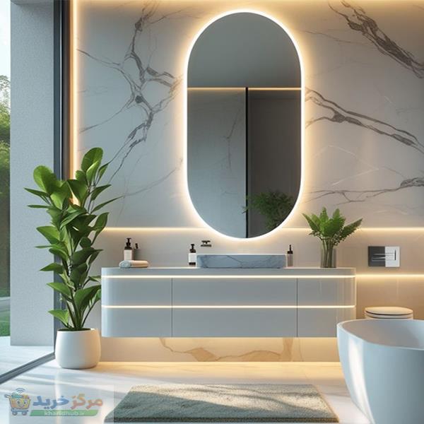 آینه سرویس بهداشتی آزالیا مدل بک لایت نوردار کپسولی FBC5080 سایز 50*80 سانتی متر