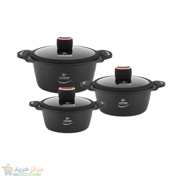 سرویس قابلمه تیتانیوم 6 پارچه لایف اسمایل مدل LIFEP13-6-2
